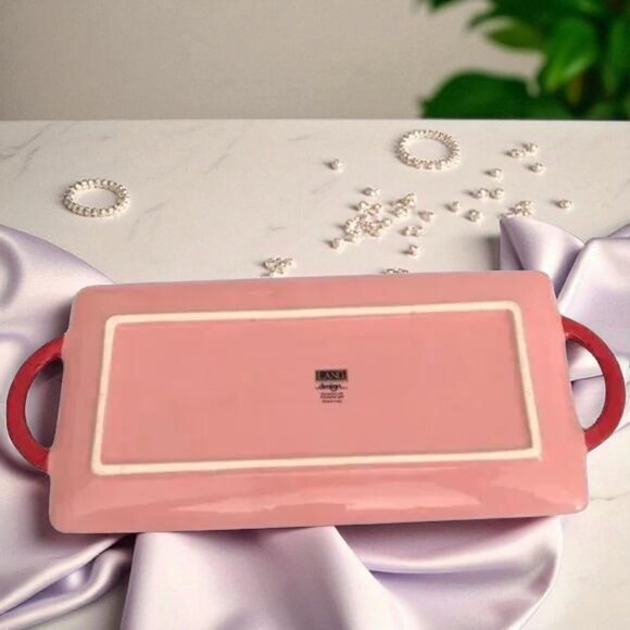 Hand Painted Rectangle Tray w/ Hearts & Flowers – - Picture 4 of 5